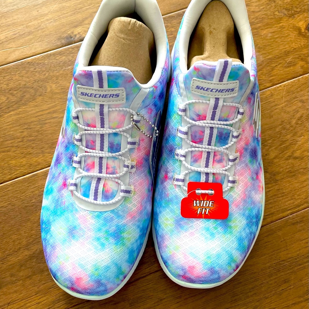 Skechers Wide Fit Memory Foam Tie Dye Sneakers